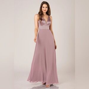 Sorella Vita Satin and Chiffon Bridesmaids Dress with Tie Feature